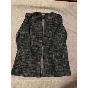 Eileen Fisher Jacket Womens Petite Open Front Long Sleeve Textured Black Gray